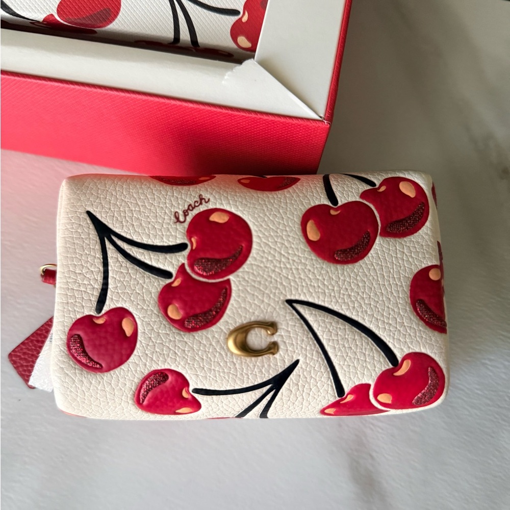 Coach Cherry Print Wristlet - White and Red - Picture 3 of 5